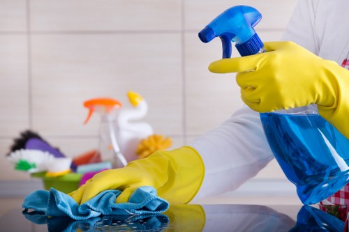 Eco-friendly office cleaning setup in a workplace